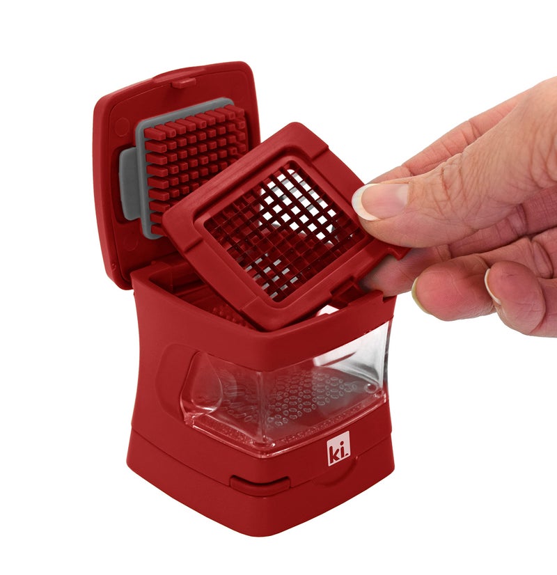Kitchen Innovations Garlic-A-Peel Garlic Press  Crusher  Cutter  Mincer  and Storage Container - Includes Silicone Garlic Peeler - Easy to Clean - Stainless Steel Blades - (Red)  standard - Image 5